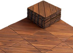 10 PCS Interlocking Deck Tiles, Diagonal Pattern 12"x12" Acacia Wood Outdoor by Unknown