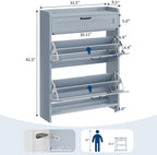 IDEALHOUSE Shoe Cabinet with 2 Flip Drawers & 1 Top Drawer, High-Gloss Painted - Image 2