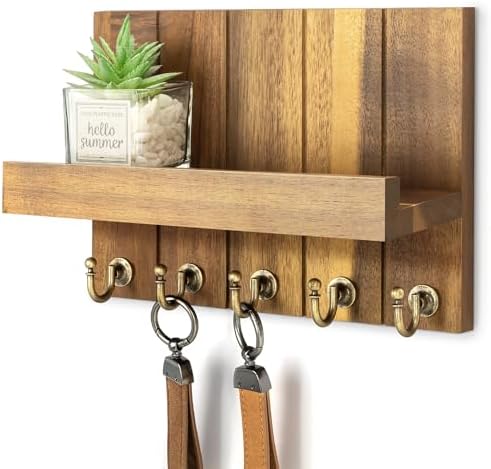 Rebee Vision Acacia Wood Key Holder Wall Mount by REBEEVISION