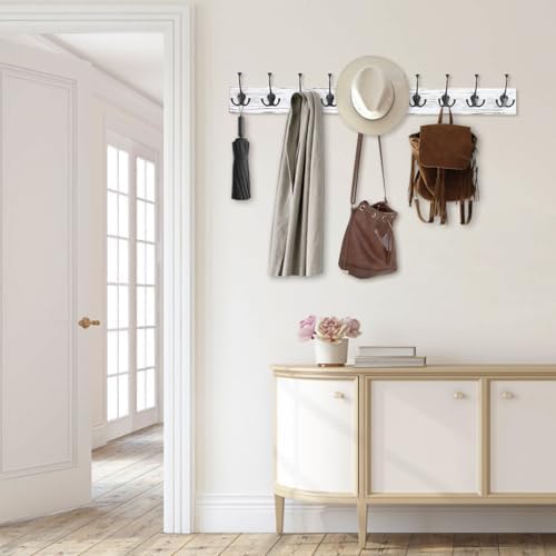 IBosins Vintage White Wall Mounted Coat Rack - Image 5