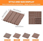 44 Pack Plastic Interlocking Deck Tiles, Patio Floor Decking Tiles - Image 2