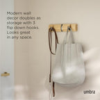 Umbra Flip Coat Rack, Wall Mount Retractable Hooks, Natural/Nickel - Image 4