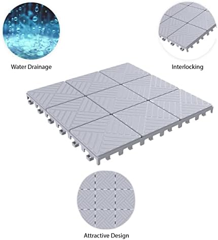 Pure Garden 12-Pack Polypropylene Interlocking Patio Deck Tiles - Image 4