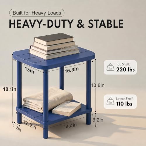 PASAMIC Outdoor Side Table, 2-Tier Oval Patio Table - Image 2