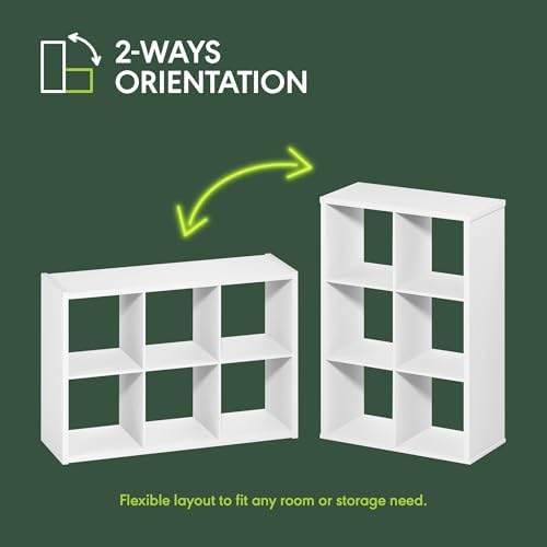 Furinno Cubicle 6-Cube Book Shelf, Extra Thick Frame Bookshelf, Sage Green - Image 6