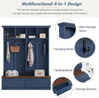 LUMISOL 4-in-1 Hall Tree with Bench and Shoe Storage - Image 5