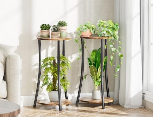 Simple Trending Round Side Table, 2 Tiers End Table - Image 2