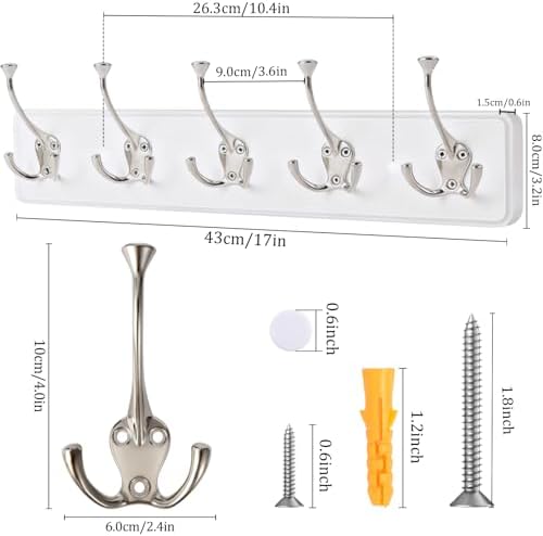 IBosins 2 Pack White Coat Rack Wall Mount - Image 2