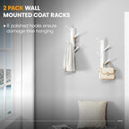 TIOPGHAD 2-Pack Small Vertical Wall Mount Coat Rack - Image 3