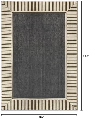 Nuloom Asha Dark Grey/Ivory, Striped Border, Soft and Cozy, High Traffic - Image 2
