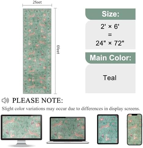 DUKINO 2x6 Runner Rug, Washable Animal Kitchen Rugs Non Slip - Image 2