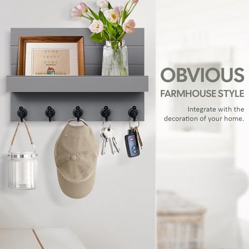 HONJIN Key and Mail Holder for Wall: Rustic Key Hanger Key Rack Organizer - Image 4