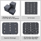 44 Pack Interlocking Deck Tiles, Easy Snap All-Weather Outdoor Deck Tiles - Image 3
