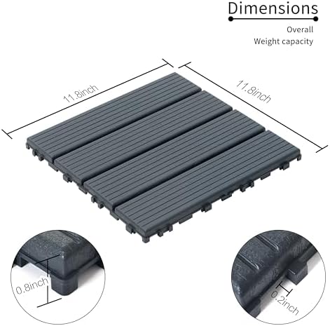 Plastic Interlocking Deck Tiles, 44 Pack Patio Deck Tiles, Patio Floor Decking - Image 4
