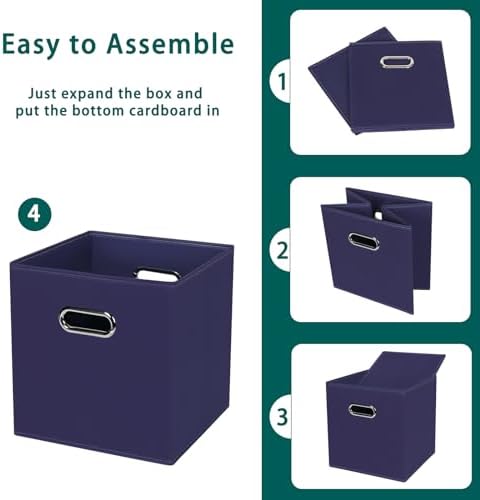 Black Foldable Storage Cubes Bins, Fabric Storage Box Cubes Organizer Baskets - Image 6