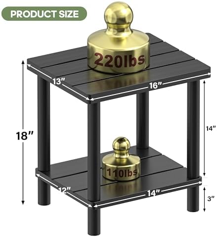 LEJANEOYE Outdoor Side Table, 2-Tier Small Outdoor Table - Image 2