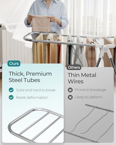 SONGMICS Clothes Drying Rack, Foldable Metal Airer, 19.3 x 51.2 x 39.4 in - Image 6