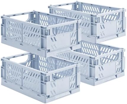 HUUSMOT 4-Pack Collapsible Plastic Storage Baskets, 9.8"x6.5"x3.8" by HUUSMOT
