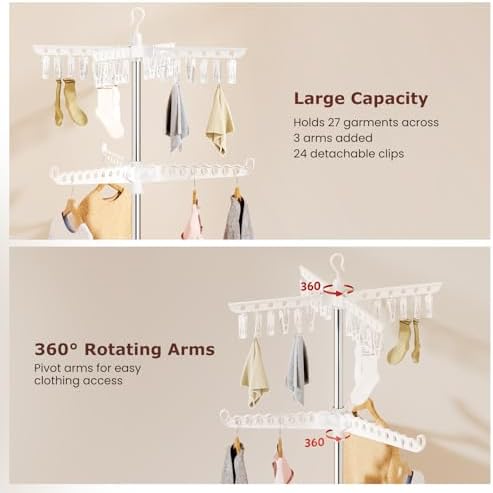 Foldable Clothes Drying Rack, Rotatable Free Standing drying rack, 2 Layer - Image 4