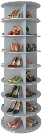 SpaceAid 8 Tier Rotating Shoe Rack Tower, Spinning Shoe Display Lazy Susan by SpaceAid