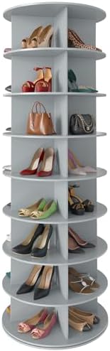 SpaceAid 8 Tier Rotating Shoe Rack Tower, Spinning Shoe Display Lazy Susan by SpaceAid