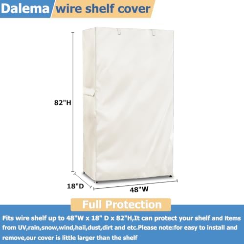 Storage Shelf Cover, Outdoor Heavy Duty 600D 48''W x 18''D x 82''H Dustproof - Image 3