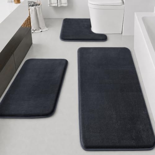HUXMEYSON Bathroom Rugs Sets 3 Piece, Non-Slip & Quick Dry Bath Mat Set by HUXMEYSON