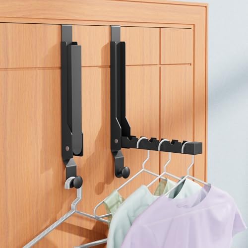 4 Pack Over The Door Hanger Folding Clothes Drying Rack, Folding Hanging Coat - Image 2