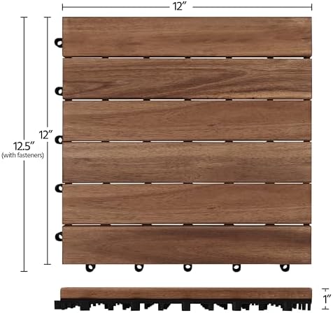 Yaheetech 54PCS Deck Tiles Acacia Wood Interlocking Outdoor Flooring - Image 3