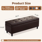 51" Storage Bench, Leather Tufted Storage Ottoman Bench - Image 2