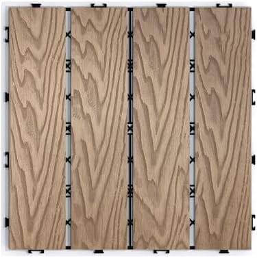 Patio Floor Tiles Pack of 11 WPC Wood-Plastic Composite Patio Deck Tiles DIY - Image 3
