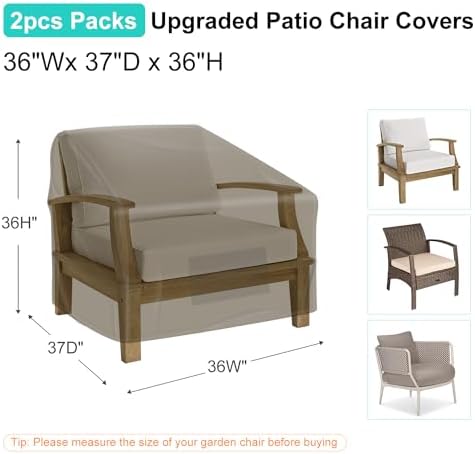 2 Pack Outdoor Patio Chair Covers Waterproof 36"Wx37"Dx36"H - Image 2