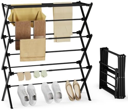 Foldable Clothes Drying Rack, Sleek Black by SpaceHidden