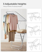 SONGMICS Clothes Drying Rack, Foldable 2-Level Stee Laundry Drying Rack - Image 5