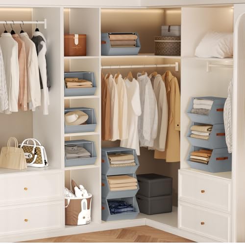 Stackable Closet Organizers and Storage Bins, Open Front Closet Shelf Organizer - Image 6