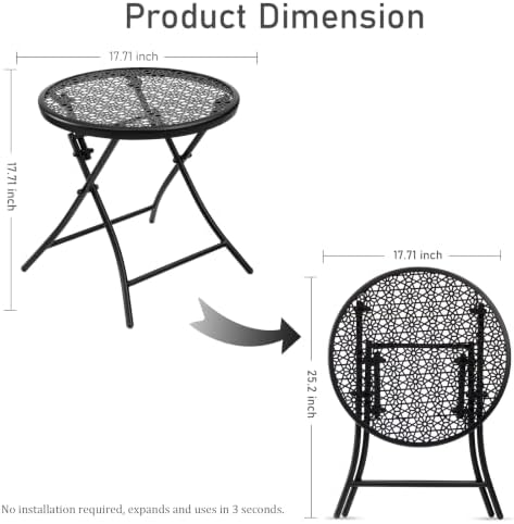TeoKJ Folding Small Outdoor Side Table, No Assembly Patio Metal Desk - Image 3
