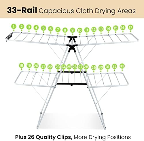COSTWAY Clothes Drying Rack, Foldable 2 Tier Clothing Laundry Rack - Image 3