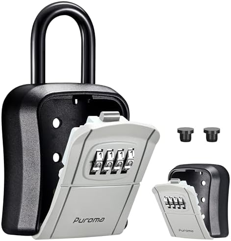 Puroma Key Lock Box Outdoor 4 Digit Code Combination Lockbox House, 1 Gray by Puroma
