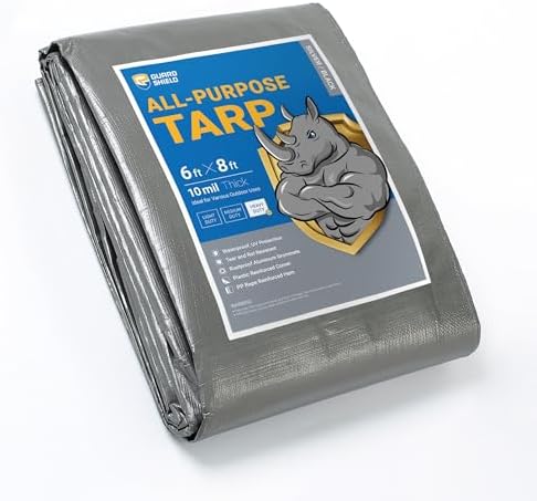 GUARD SHIELD Heavy Duty Tarp 6x8 Feet Silver/Black Multi Purpose Thick by GUARDSHIELD