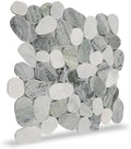 Pebble Tile, Ocean Green Sliced Pebble Stone Backspalsh Tiles, 4 Sheets by Soulscrafts