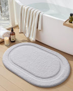Color&Geometry Small White Bathroom Rugs, Non Slip Shower Mat by COLORG