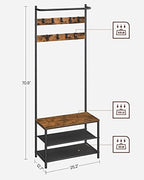VASAGLE Hall Tree with Bench and Shoe Storage, 9 Movable Hooks, Top Bar - Image 7