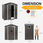 Shintenchi 5x3 FT Outdoor Storage Shed - Image 2