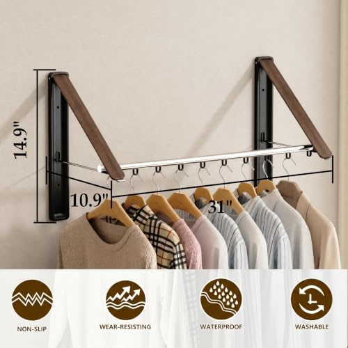 Clothes Drying Rack, Laundry Room Wall Mounted Retractable Clothes Hanger - Image 2