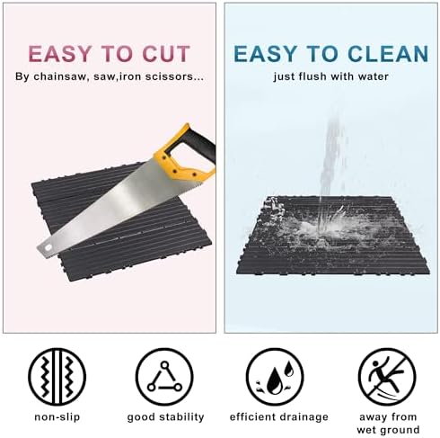 Plastic Interlocking Deck Tiles, 12 Pack 12in Waterproof, Dark Grey - Image 2