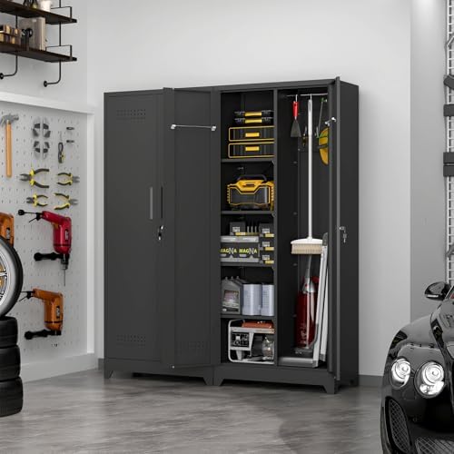 72.8" H Metal Broom Closet Storage Cabinet, Garage Storage Cabinet - Image 6