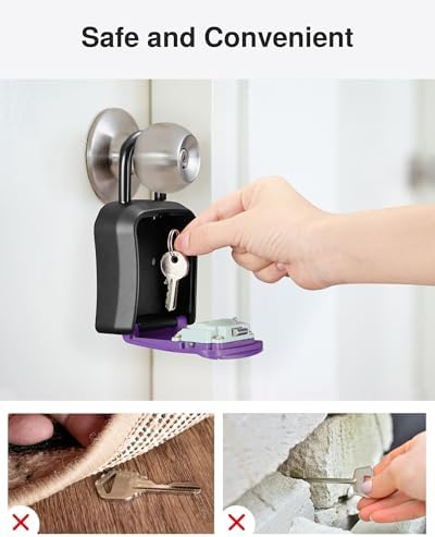 Puroma Key Lock Box Outdoor 4 Digit Code Combination Lockbox House 1 Purple - Image 7