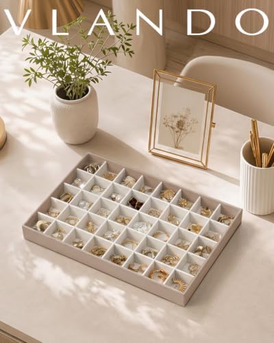 VLANDO Stackable Jewelry Tray, Drawer Organizer, 40-Grid Display - Image 4