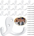 Homanu 14 Pack White Coat Hooks Wall Mounted Double Prong by Homanu