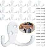 Homanu 14 Pack White Coat Hooks Wall Mounted Double Prong by Homanu